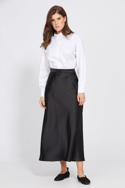 Миди юбка из атласа с косым кроем и потайной застежкой EOLA 2455 черный - фото 9