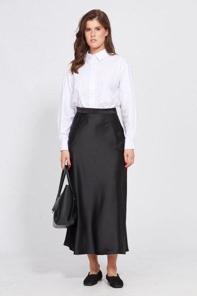 Миди юбка из атласа с косым кроем и потайной застежкой EOLA 2455 черный - фото 6