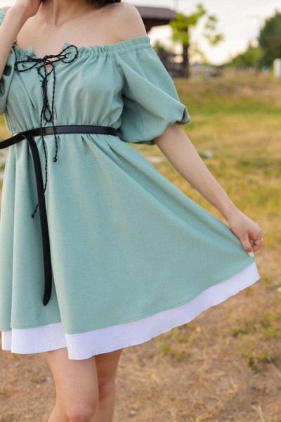 Летнее платье с открытыми плечами и регулируемым декольте STUCILLI 1020 мята - фото 3