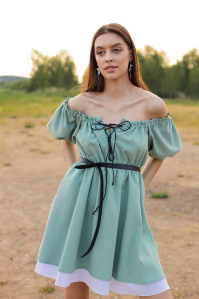 Летнее платье с открытыми плечами и регулируемым декольте STUCILLI 1020 мята - фото 1