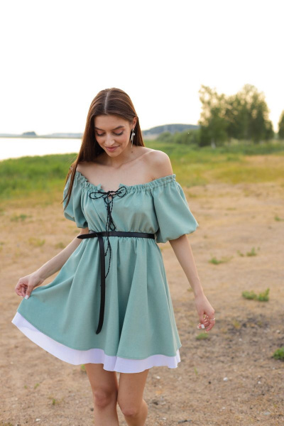 Летнее платье с открытыми плечами и регулируемым декольте STUCILLI 1020 мята - фото 2