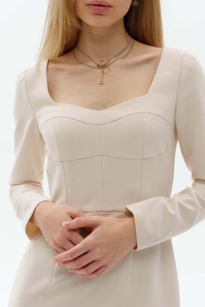 Платье-футляр приталенное длина миди с бюстье и молнией STUCILLI 163 молочный - фото 3