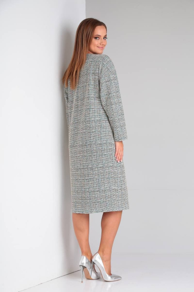 Платье свободного силуэта с экокожей и молнией спинке TVIN 8293 - фото 7