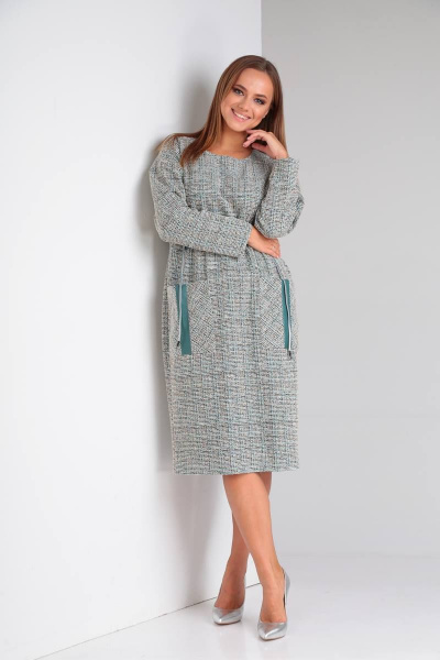 Платье свободного силуэта с экокожей и молнией спинке TVIN 8293 - фото 5