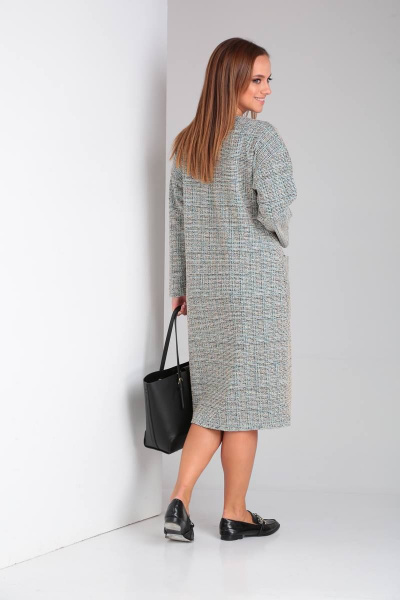 Платье свободного силуэта с экокожей и молнией спинке TVIN 8293 - фото 6