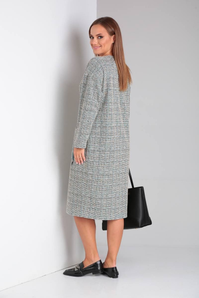 Платье свободного силуэта с экокожей и молнией спинке TVIN 8293 - фото 4