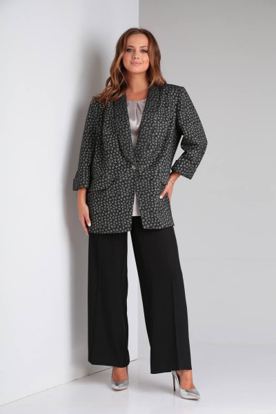 Женский деловой комплект жакет брюки и топ из текстиля TVIN 7655 - фото 2