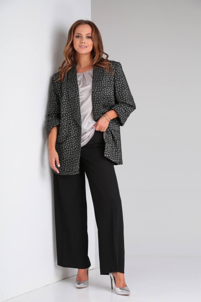 Женский деловой комплект жакет брюки и топ из текстиля TVIN 7655 - фото 1