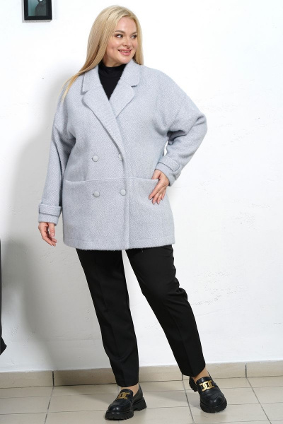 Двубортный оверсайз жакет без подкладки из пальтовой ткани Медея и К 2216 - фото 7