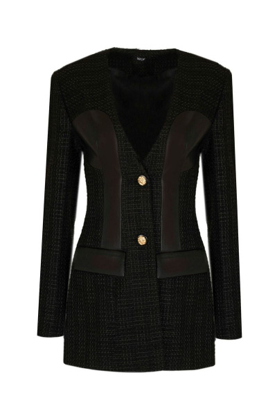 Жакет демисезонный черный текстиль на каждый день Elema 1К-12950-1-164 чёрный - фото 3