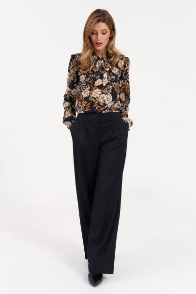 Демисезонные брюки прямого кроя с карманами и складками LeNata 11346 черный - фото 3