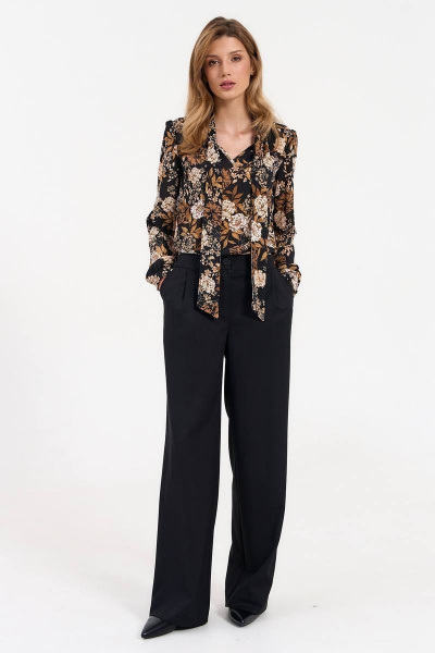 Демисезонные брюки прямого кроя с карманами и складками LeNata 11346 черный - фото 1