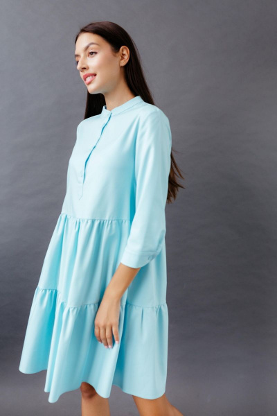 Платье с валанами, свободного кроя и карманами STUCILLI 117 голубой - фото 3