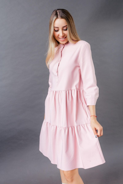 Платье с валанами, свободного кроя, с карманами и эффектными валанами STUCILLI 117 пудра - фото 2