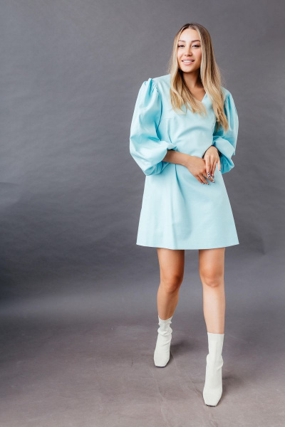 Платье с рукавами-буфами и карманами, стильное и практичное STUCILLI 135 голубой - фото 3