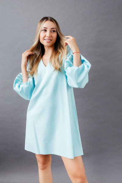 Платье с рукавами-буфами и карманами, стильное и практичное STUCILLI 135 голубой - фото 2