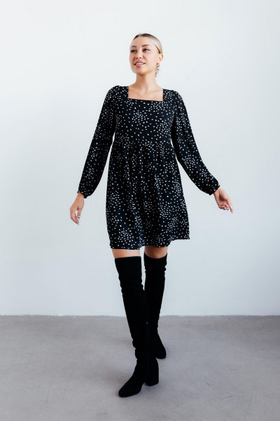 Платье из шифона с мини-длиной и свободным кройом STUCILLI 1022 черный_белый - фото 2