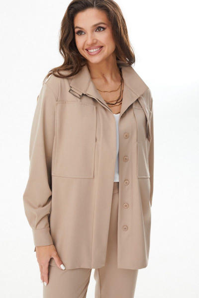 Платье с карманами и вертикальной застежкой, длина midi MALI 722-124 бежевый - фото 12