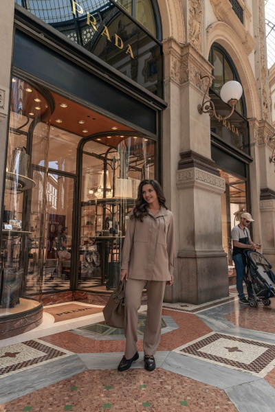 Платье с карманами и вертикальной застежкой, длина midi MALI 722-124 бежевый - фото 5