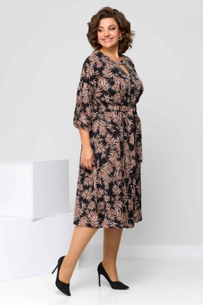 Платье из вискозы с фигурной горловиной и поясом Асолия 2636-1 - фото 3