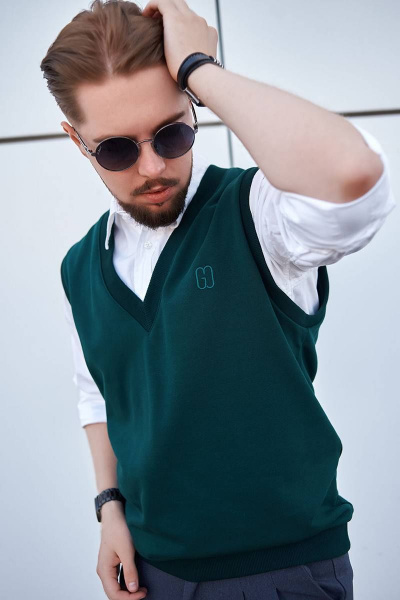 Классический жилет из трикотажа с вышивкой логотипа GO M4001/25-02.176-182 - фото 2