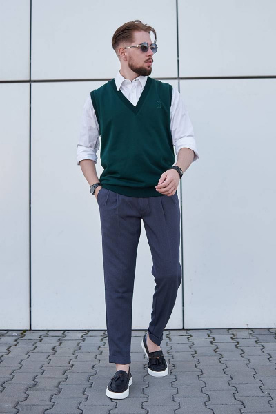 Классический жилет из трикотажа с вышивкой логотипа GO M4001/25-02.176-182 - фото 4