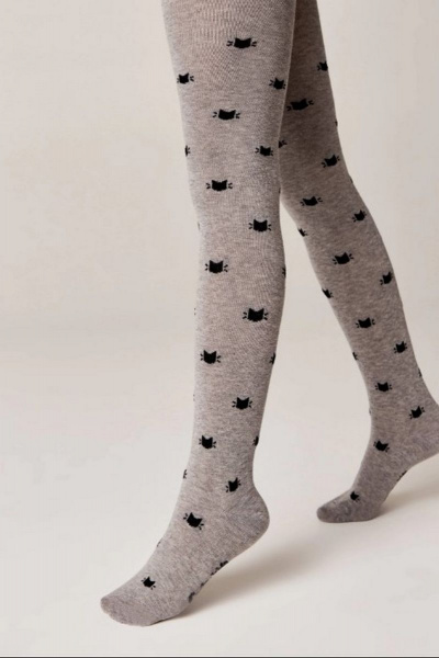 Детские демисезонные трикотажные колготки из хлопка CONTE Conte-kids_TIP-TOP_567 серый - фото 1