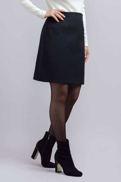 Черная трапециевидная юбка-карандаш из плотного габардина Mirolia 1207 чёрный - фото 5