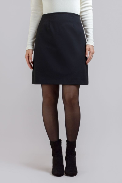 Черная трапециевидная юбка-карандаш из плотного габардина Mirolia 1207 чёрный - фото 4