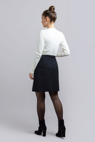Черная трапециевидная юбка-карандаш из плотного габардина Mirolia 1207 чёрный - фото 3