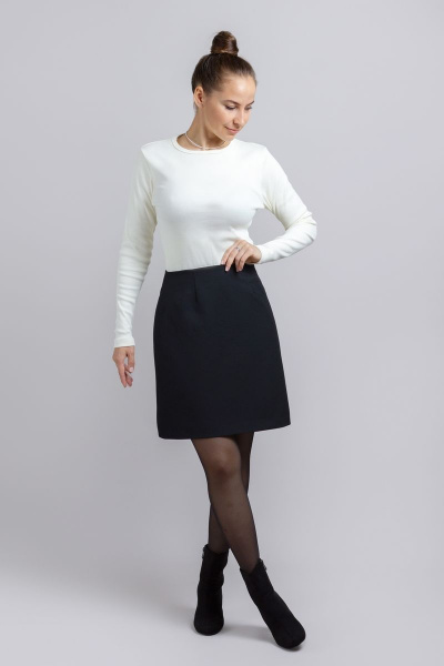 Черная трапециевидная юбка-карандаш из плотного габардина Mirolia 1207 чёрный - фото 1