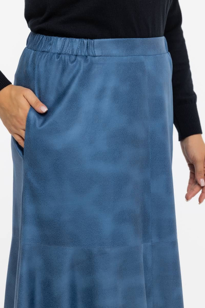 Голубая юбка из ткани с напылением для женщин с большим размером Avila 0940 голубой - фото 7