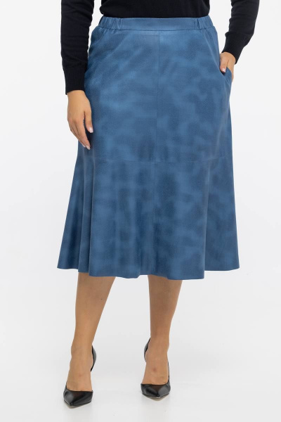 Голубая юбка из ткани с напылением для женщин с большим размером Avila 0940 голубой - фото 6