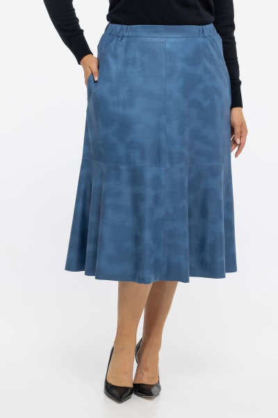 Голубая юбка из ткани с напылением для женщин с большим размером Avila 0940 голубой - фото 5