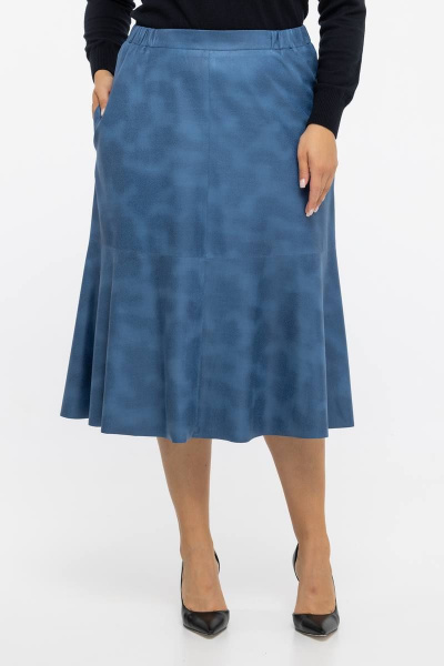 Голубая юбка из ткани с напылением для женщин с большим размером Avila 0940 голубой - фото 4