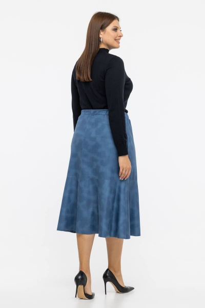 Голубая юбка из ткани с напылением для женщин с большим размером Avila 0940 голубой - фото 3
