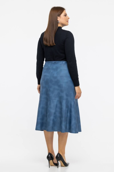 Голубая юбка из ткани с напылением для женщин с большим размером Avila 0940 голубой - фото 2