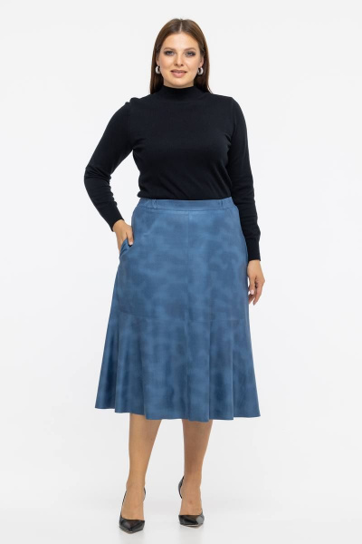 Голубая юбка из ткани с напылением для женщин с большим размером Avila 0940 голубой - фото 1