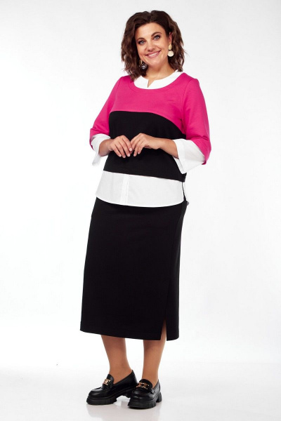 Свитшот, юбка VI ORO VR-1087/2 малина/черный - фото 19