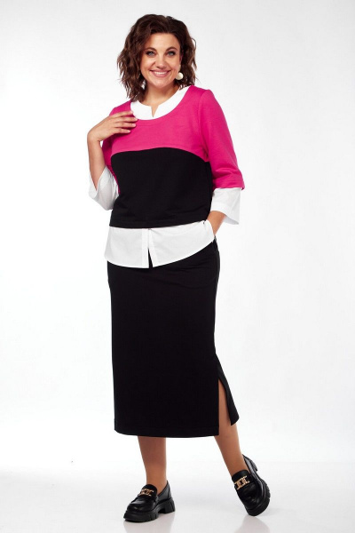 Свитшот, юбка VI ORO VR-1087/2 малина/черный - фото 16