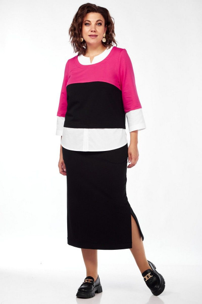 Свитшот, юбка VI ORO VR-1087/2 малина/черный - фото 15