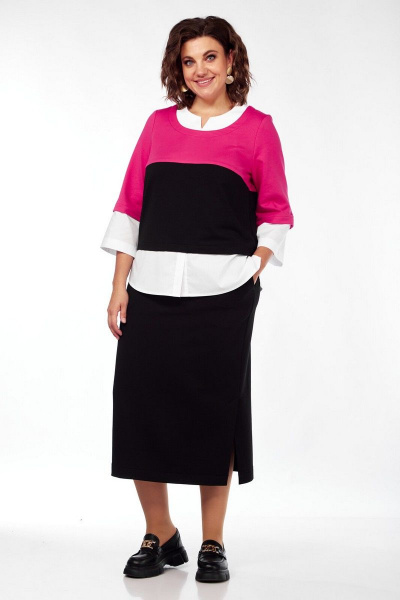 Свитшот, юбка VI ORO VR-1087/2 малина/черный - фото 2