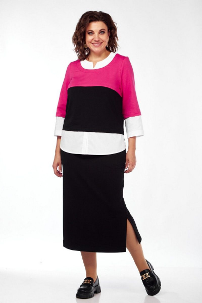 Свитшот, юбка VI ORO VR-1087/2 малина/черный - фото 1