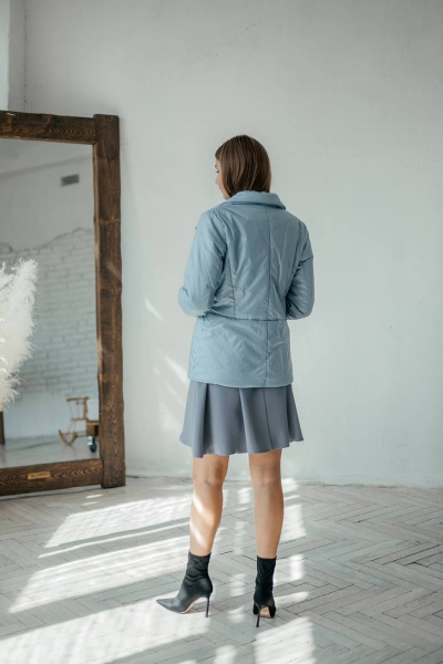 Куртка жакет демисезонная с карманами и застёжкой на пуговицу Стильная леди М-672 голубой - фото 3