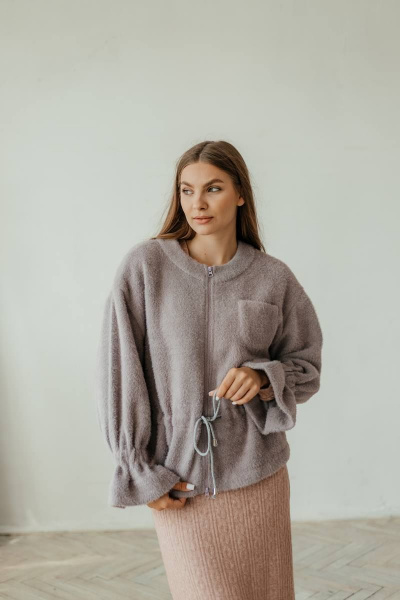 Кардиган женский на каждый день из трикотажа Стильная леди М-800 лиловый - фото 2