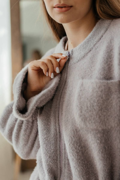 Кардиган женский на каждый день из трикотажа Стильная леди М-800 лиловый - фото 7