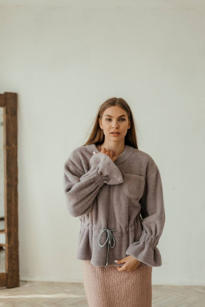 Кардиган женский на каждый день из трикотажа Стильная леди М-800 лиловый - фото 3