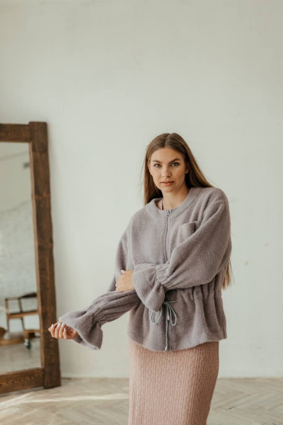 Кардиган женский на каждый день из трикотажа Стильная леди М-800 лиловый - фото 4