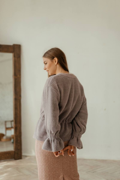 Кардиган женский на каждый день из трикотажа Стильная леди М-800 лиловый - фото 5