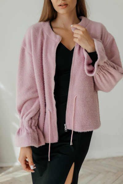 Розовый женский кардиган из трикотажа на молнии Стильная леди М-800 розовый - фото 14